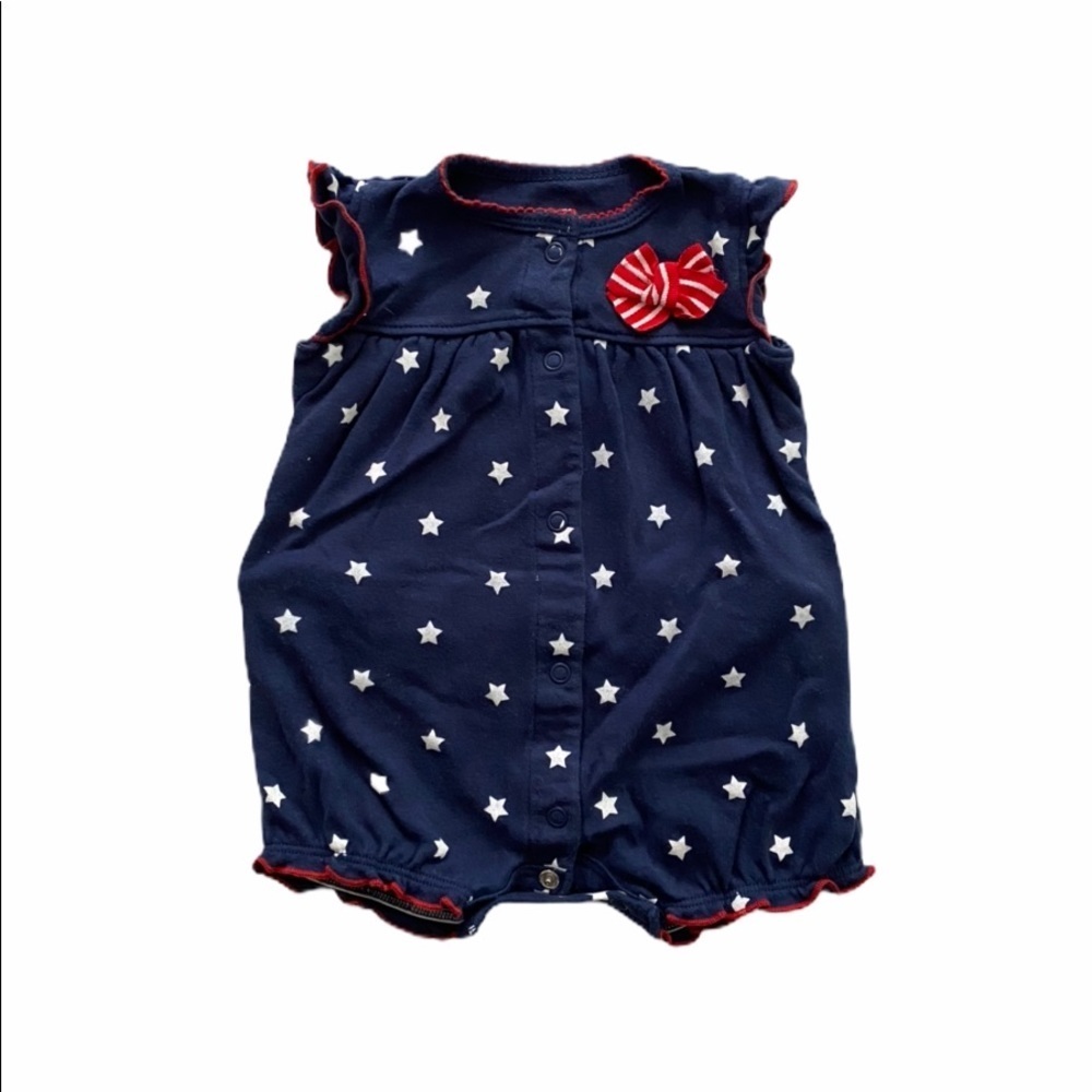 Carter’s Baby Girl Romper 3M Blue Star Print Summer Outfit